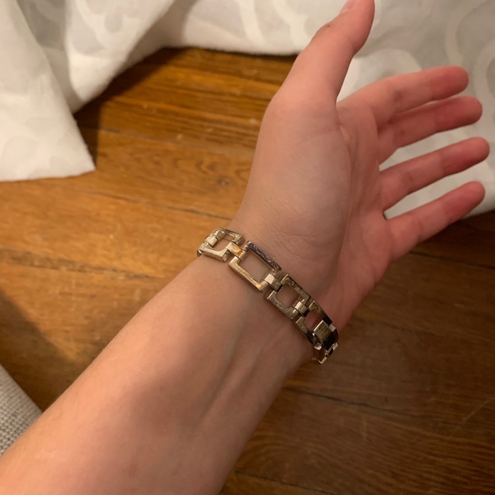 00s Silver Rectangular Patterned Bracelet - Picture 2 of 4
